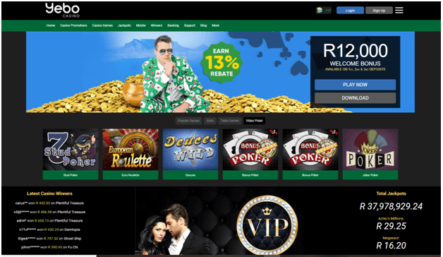 Video poker at Yebo Casino