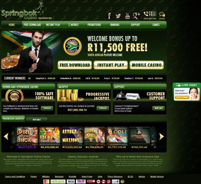 Sign up with Springbok Casino today